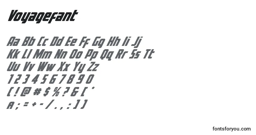 Voyagefant-fontti – aakkoset, numerot, erikoismerkit