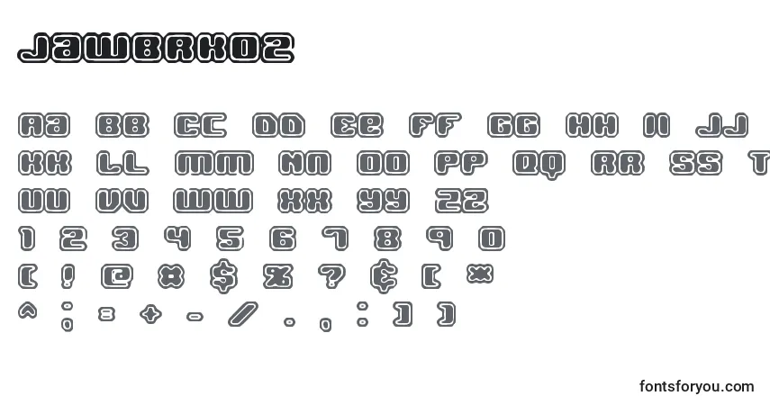 A fonte Jawbrko2 – alfabeto, números, caracteres especiais