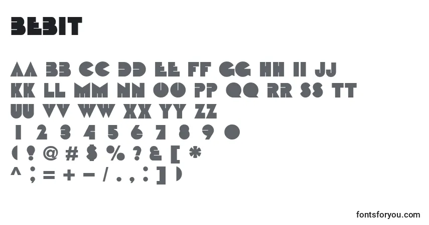 Czcionka Bebit – alfabet, cyfry, specjalne znaki