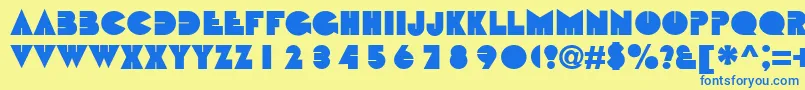 フォントBebit – 青い文字が黄色の背景にあります。