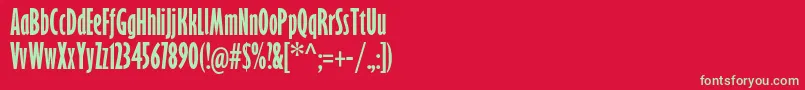 フォントGillsansstdBoldextracond – 赤い背景に緑の文字