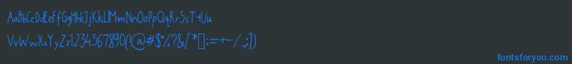 Czcionka Janicehand – niebieskie czcionki na czarnym tle