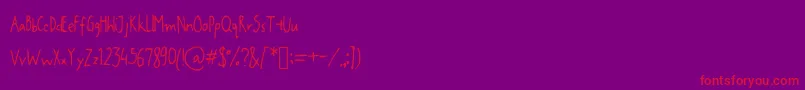 Janicehand-Schriftart – Rote Schriften auf violettem Hintergrund