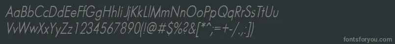 Futurnri-fontti – harmaat kirjasimet mustalla taustalla
