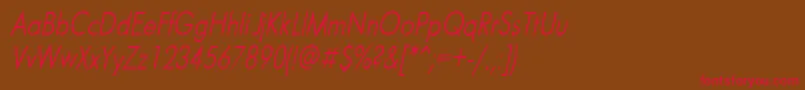 Futurnri-Schriftart – Rote Schriften auf braunem Hintergrund