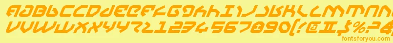 フォントYahrenItalic – オレンジの文字が黄色の背景にあります。