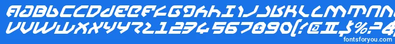 YahrenItalic-Schriftart – Weiße Schriften auf blauem Hintergrund