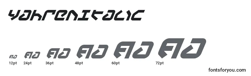 YahrenItalic Font Sizes