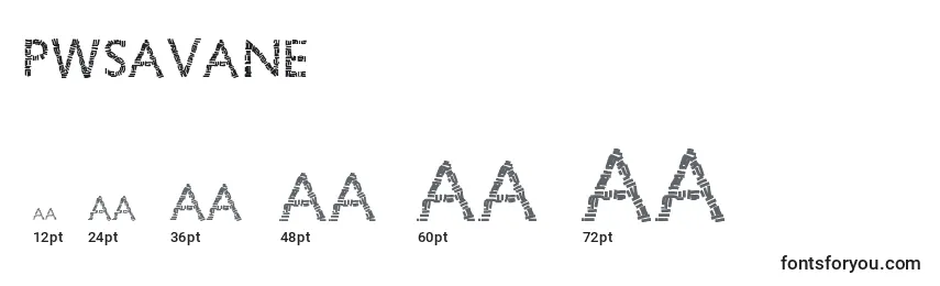 Размеры шрифта Pwsavane