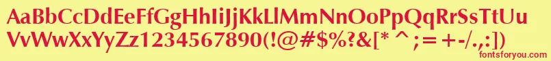 フォントVeraHumana95Bold – 赤い文字の黄色い背景