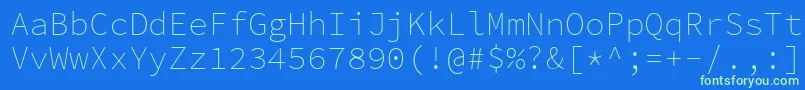 SourcecodeproExtralight Font – Green Fonts on Blue Background