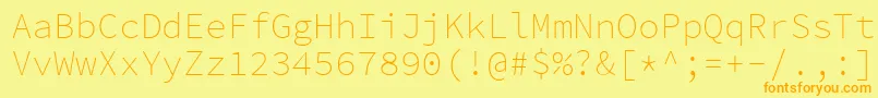 SourcecodeproExtralight Font – Orange Fonts on Yellow Background