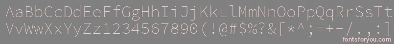 SourcecodeproExtralight-fontti – vaaleanpunaiset fontit harmaalla taustalla