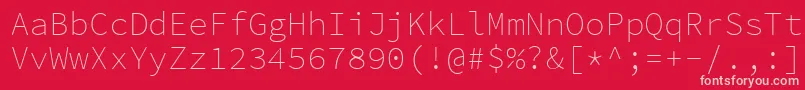 フォントSourcecodeproExtralight – 赤い背景にピンクのフォント