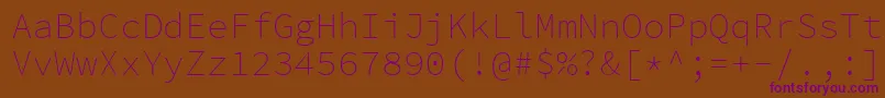 SourcecodeproExtralight Font – Purple Fonts on Brown Background