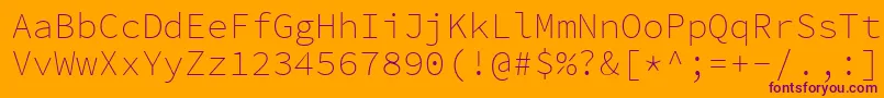 SourcecodeproExtralight Font – Purple Fonts on Orange Background
