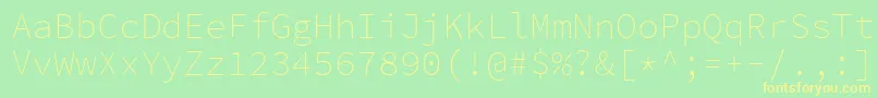SourcecodeproExtralight Font – Yellow Fonts on Green Background
