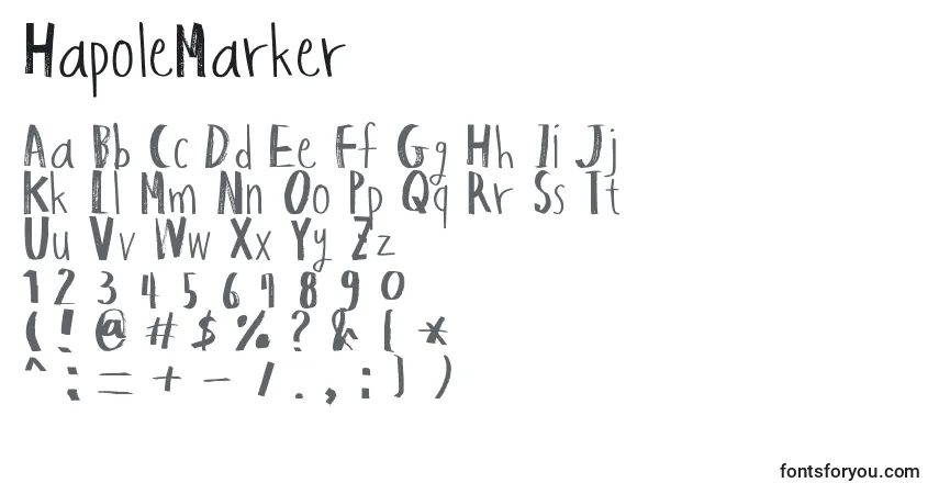 A fonte HapoleMarker – alfabeto, números, caracteres especiais