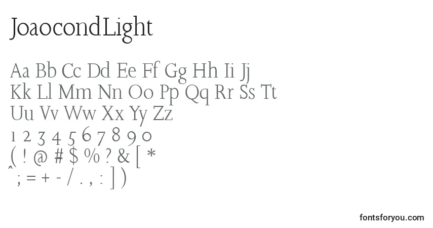 Schriftart JoaocondLight – Alphabet, Zahlen, spezielle Symbole