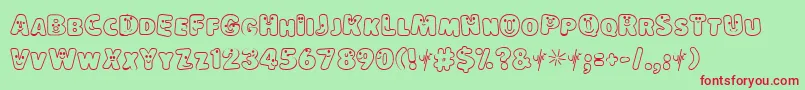 Lokish-Schriftart – Rote Schriften auf grünem Hintergrund