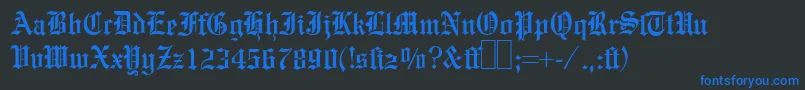 E780BlackletterRegular Font – Blue Fonts on Black Background