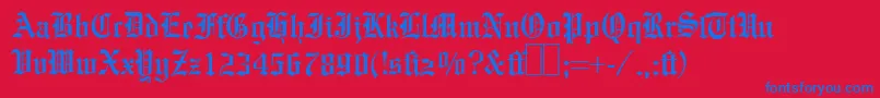 E780BlackletterRegular Font – Blue Fonts on Red Background