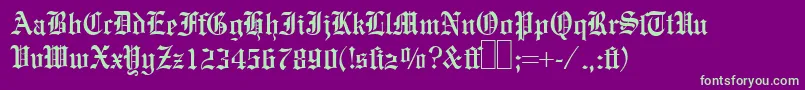 E780BlackletterRegular Font – Green Fonts on Purple Background
