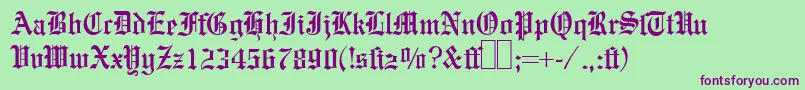 Шрифт E780BlackletterRegular – фиолетовые шрифты на зелёном фоне