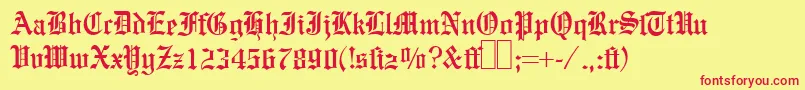 E780BlackletterRegular Font – Red Fonts on Yellow Background