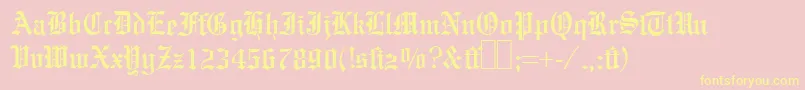 E780BlackletterRegular-Schriftart – Gelbe Schriften auf rosa Hintergrund