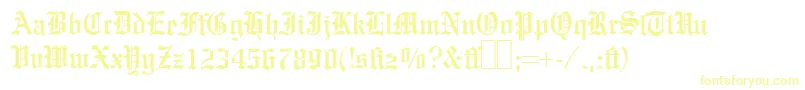 E780BlackletterRegular-Schriftart – Gelbe Schriften auf weißem Hintergrund