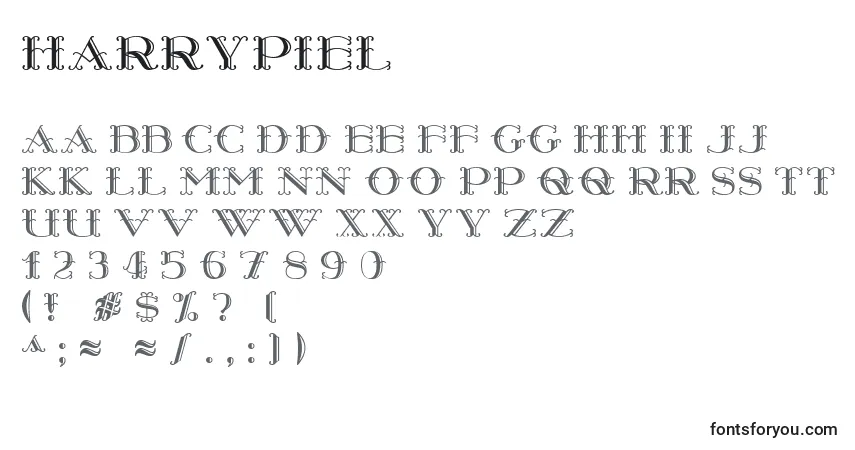 A fonte Harrypiel – alfabeto, números, caracteres especiais