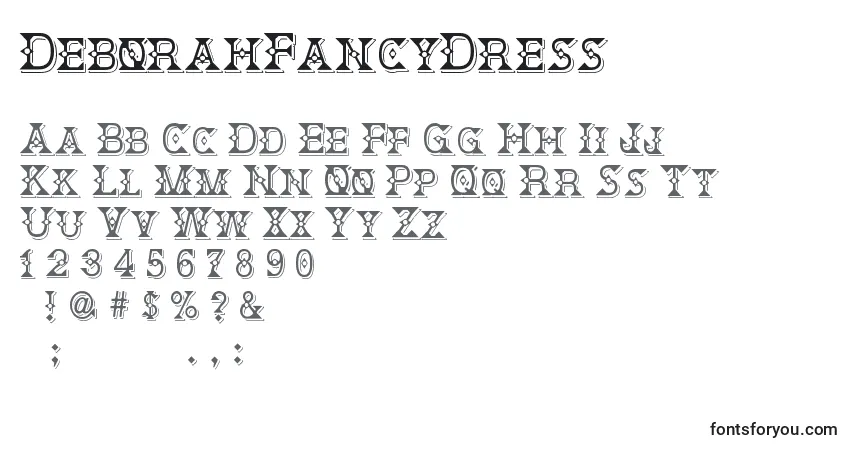 Schriftart DeborahFancyDress – Alphabet, Zahlen, spezielle Symbole