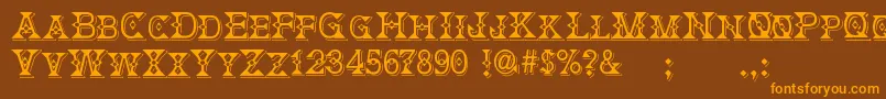 DeborahFancyDress Font – Orange Fonts on Brown Background