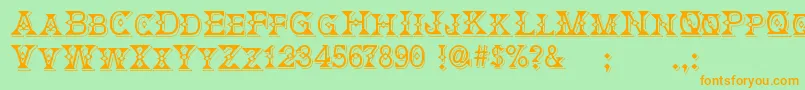 DeborahFancyDress Font – Orange Fonts on Green Background