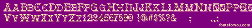 DeborahFancyDress-Schriftart – Gelbe Schriften auf violettem Hintergrund