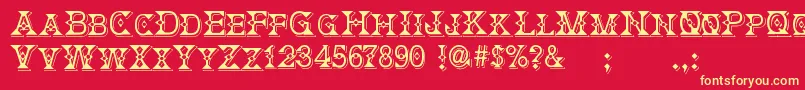 DeborahFancyDress Font – Yellow Fonts on Red Background