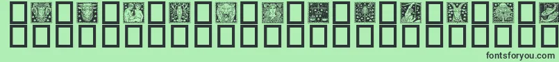 Zodiac02-fontti – mustat fontit vihreällä taustalla