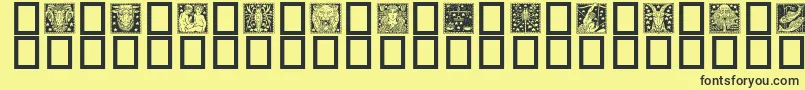 Zodiac02-fontti – mustat fontit keltaisella taustalla