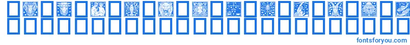 Fonte Zodiac02 – fontes azuis em um fundo branco