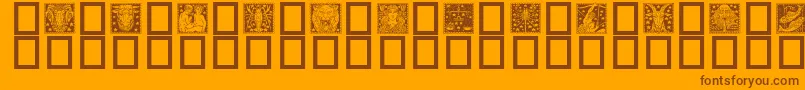 Zodiac02-Schriftart – Braune Schriften auf orangefarbenem Hintergrund