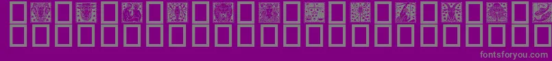 Zodiac02-fontti – harmaat kirjasimet violetilla taustalla