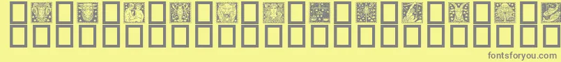 Zodiac02-fontti – harmaat kirjasimet keltaisella taustalla