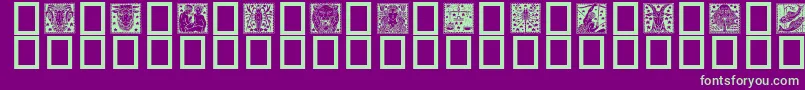 Zodiac02-Schriftart – Grüne Schriften auf violettem Hintergrund