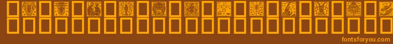 フォントZodiac02 – オレンジ色の文字が茶色の背景にあります。