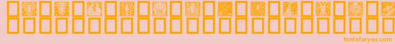 Zodiac02-fontti – oranssit fontit vaaleanpunaisella taustalla