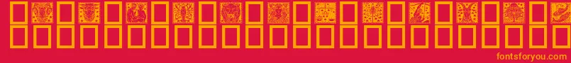 Zodiac02-Schriftart – Orangefarbene Schriften auf rotem Hintergrund