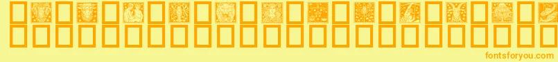 Zodiac02-fontti – oranssit fontit keltaisella taustalla