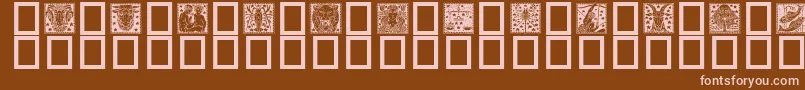Zodiac02-fontti – vaaleanpunaiset fontit ruskealla taustalla