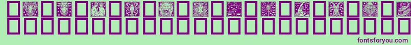 Zodiac02-fontti – violetit fontit vihreällä taustalla